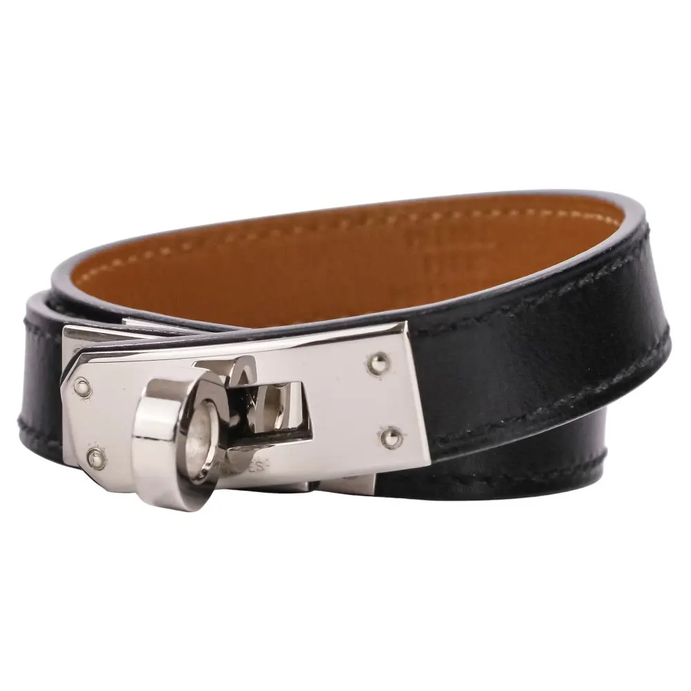 Hermes エルメス ケリー ドゥーブルトゥール 2連 レザー ブレスレット チョーカー ブラック シルバーカラーの買取実績【2025年12月買取】