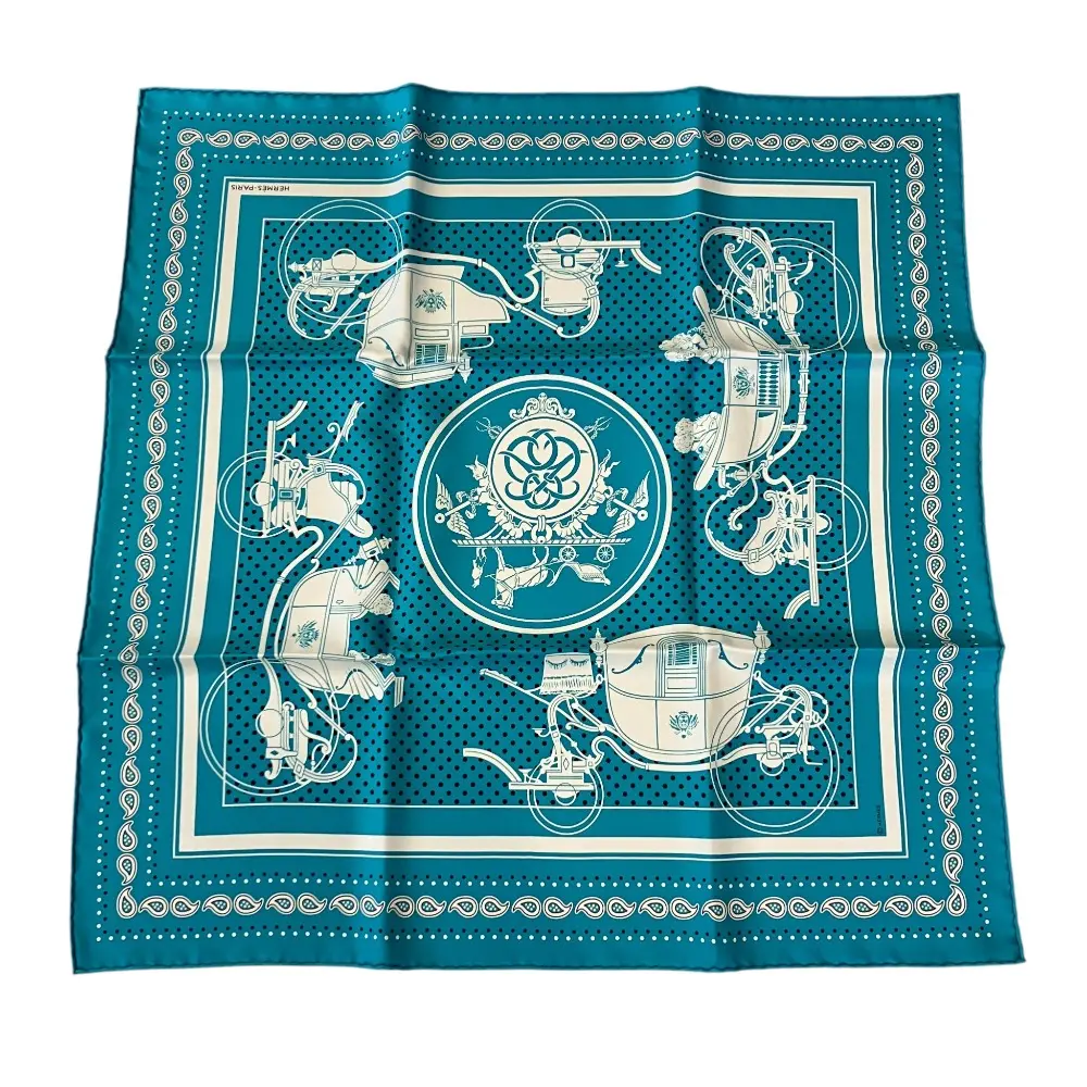 HERMES エルメス カレ55 Ex-Libris Turquoise コーラス・ステラルム エクスリブリス スカーフ ターコイズブルー
