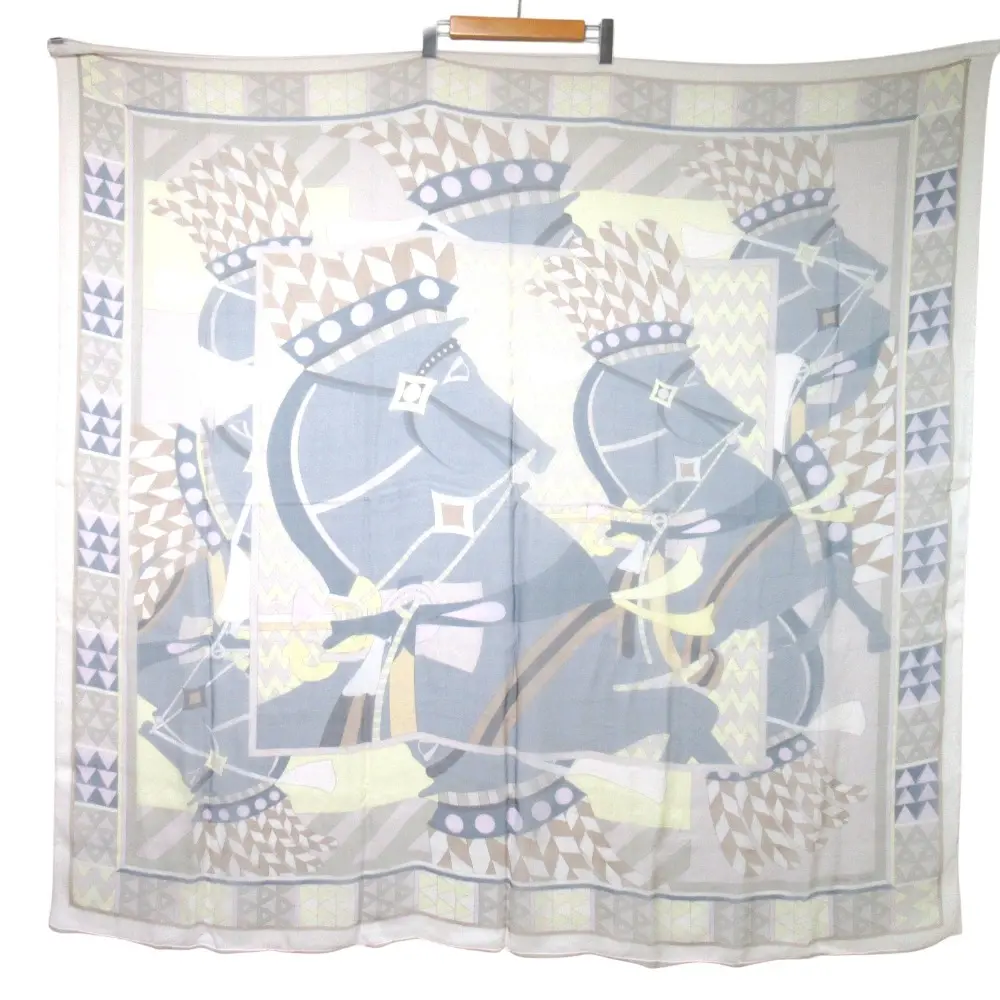 HERMES エルメス カレ140 CHEVAUX DE KARNAK カルナック神殿の馬 シルク シフォン 大判スカーフ マルチカラー
