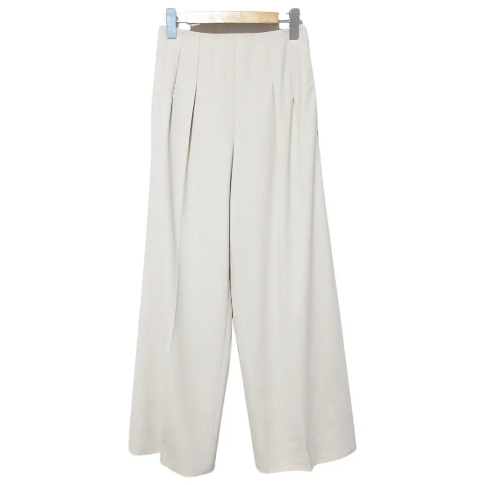 HERMES エルメス タック ウールワイドスラックス パンツ 07-74703 サイズ34 ベージュ