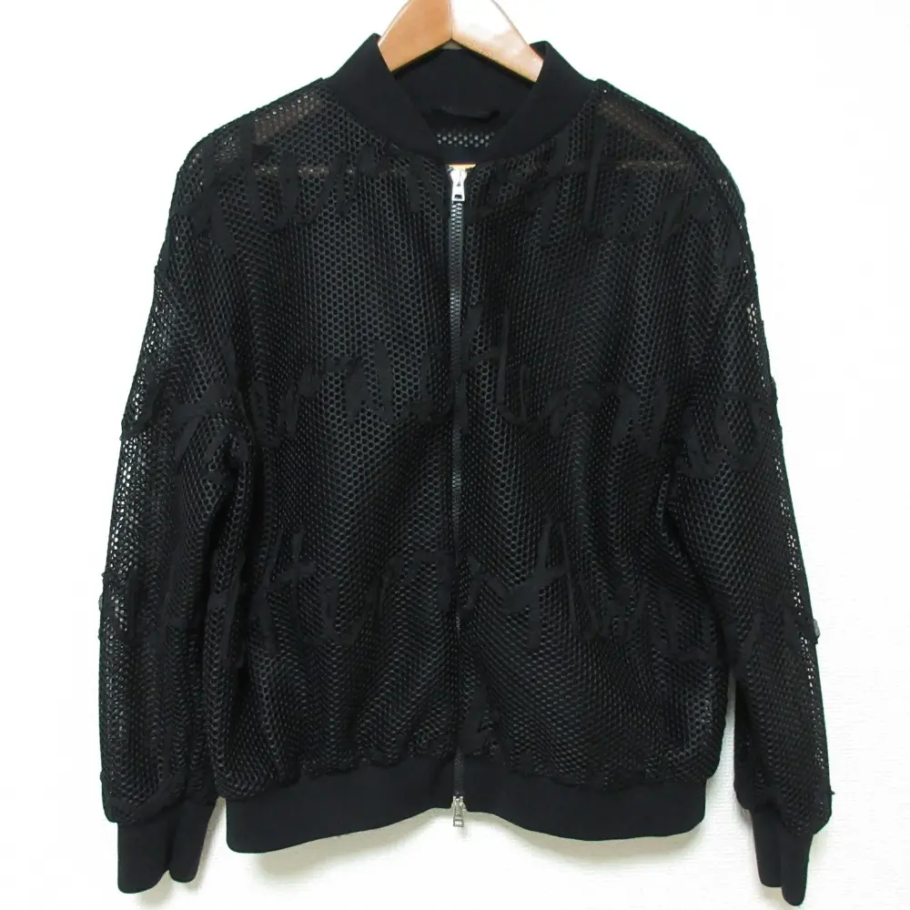 23SS HERNO ヘルノ ロゴメッシュ ジップアップブルゾン ジャケット GI000193D-12511-9300 サイズ42 ブラック
