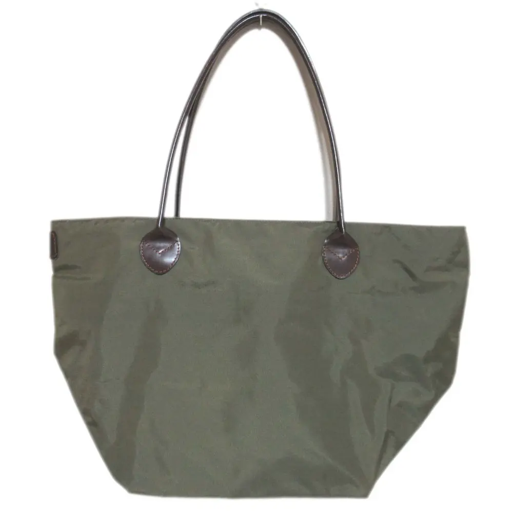 Herve Chapelier エルベシャプリエ 羊タグ ナイロン 舟形 トートバッグ カーキ×ダークブラウン