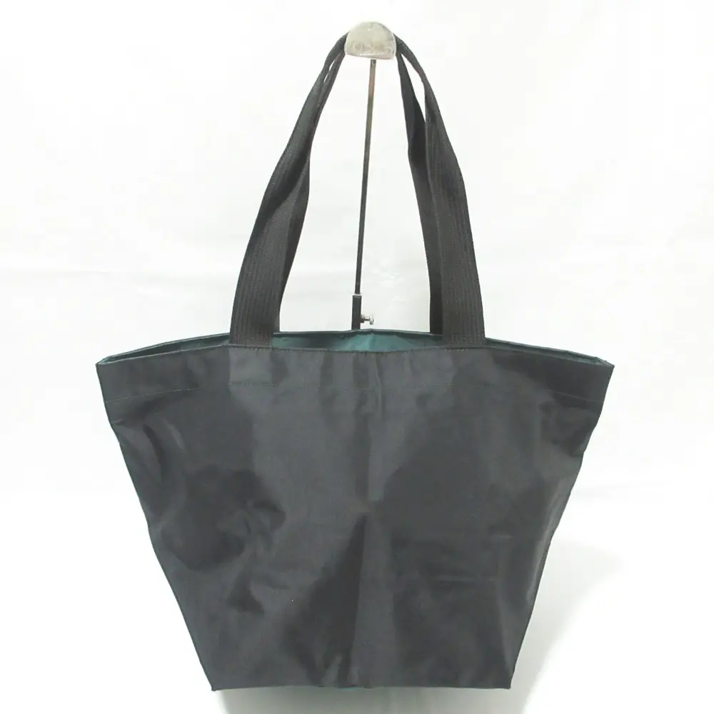 Herve Chapelier エルベシャプリエ 925N ナイロン 舟型 ショルダー L トートバッグ ブラック×グリーン
