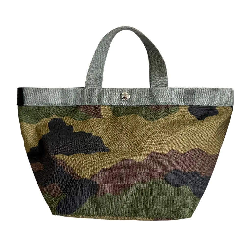 Herve Chapelier エルベシャプリエ 707W カモフラ柄 舟形トートバッグ ハンドバッグ カーキ系