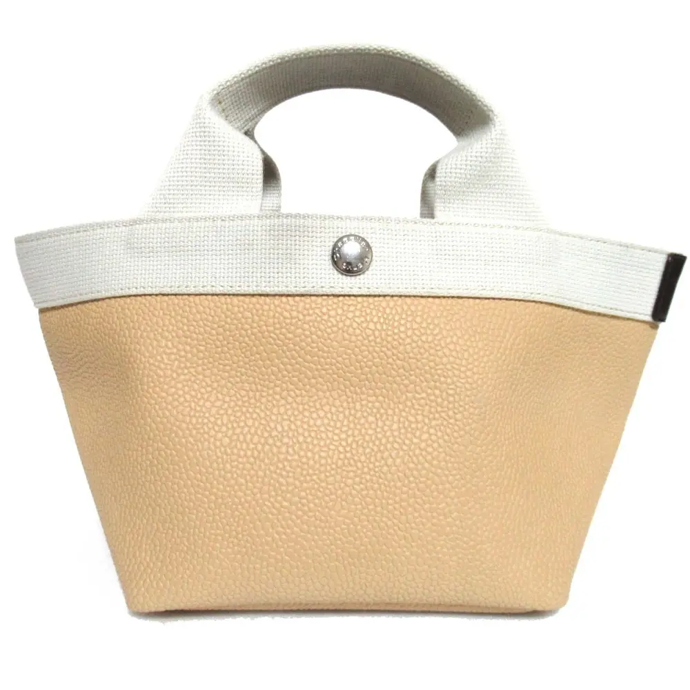 Herve Chapelier エルベシャプリエ 701GP コーテッドキャンバス リュクス 舟形トートバッグ ハンドバッグ S タン×イヴォワール