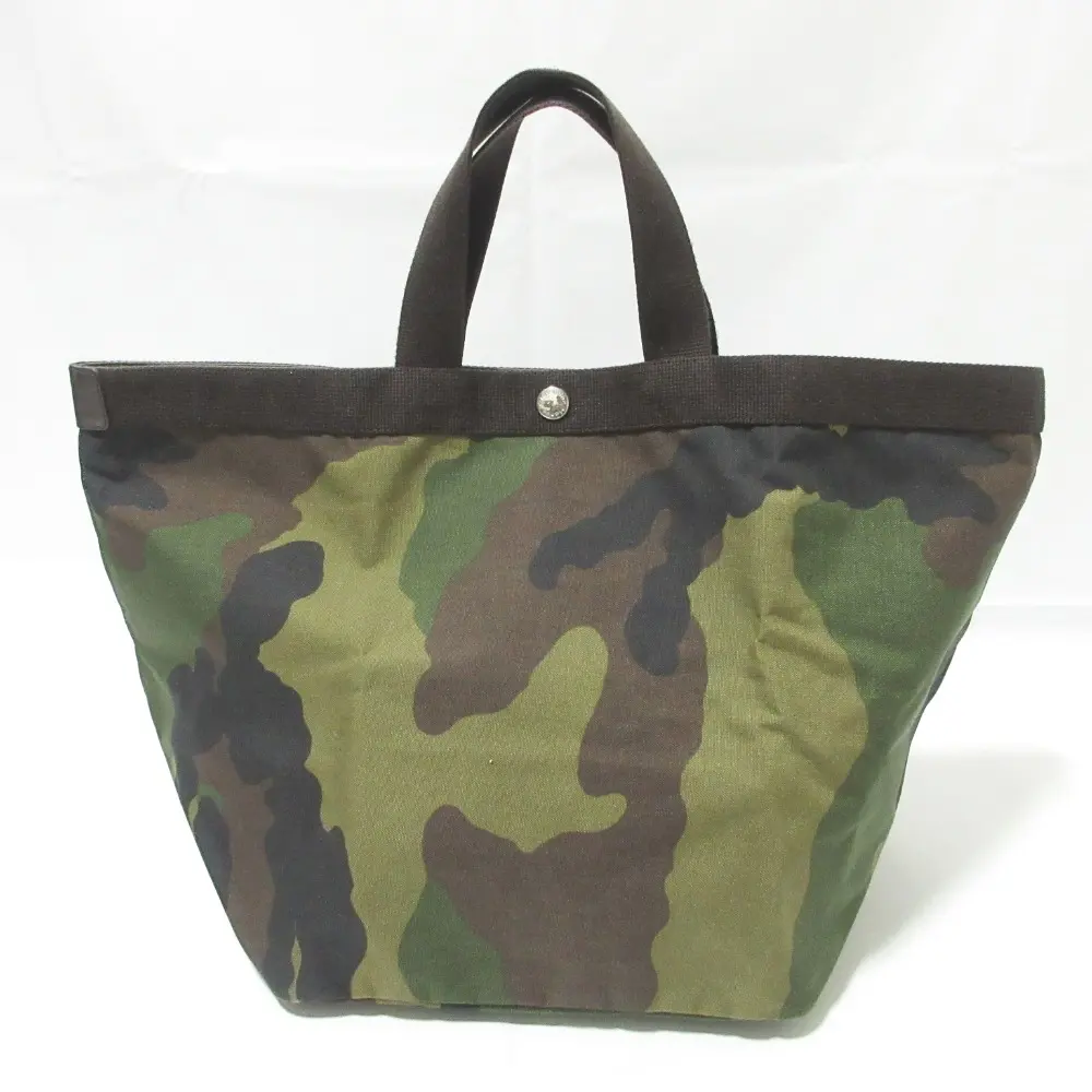 HERVE CHAPELIER エルベシャプリエ カモフラージュ 舟型 ナイロンキャンバス トートバッグ ハンドバッグ 725Ｗ カーキ
