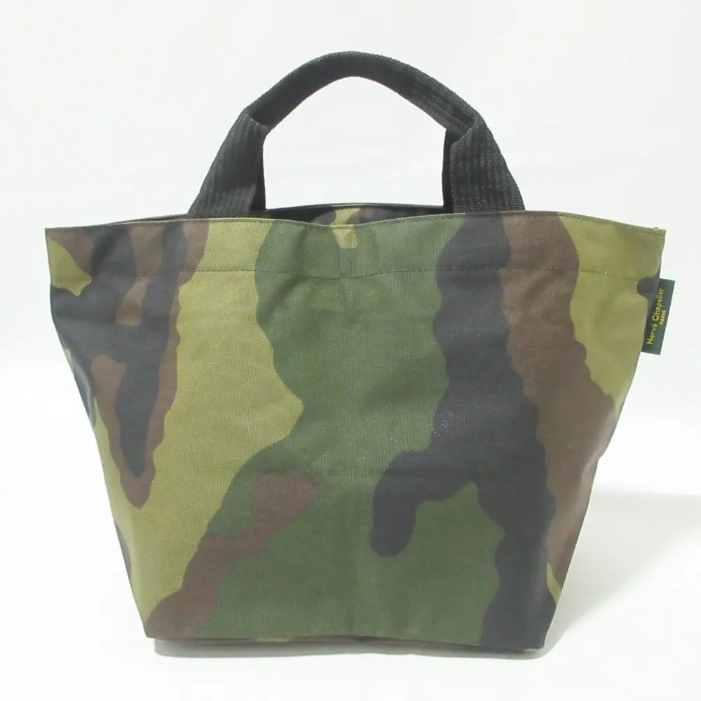 HERVE CHAPELIER エルベシャプリエ カモフラ 迷彩柄 舟型 ナイロン トートバッグ ハンドバッグ カーキ