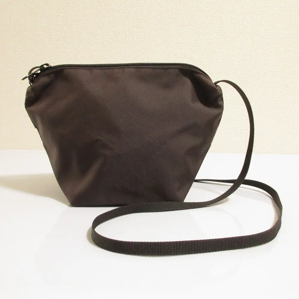 Herve Chapelier エルベシャプリエ ナイロン 舟型 ミニショルダーバッグ ポーチ ブラウン