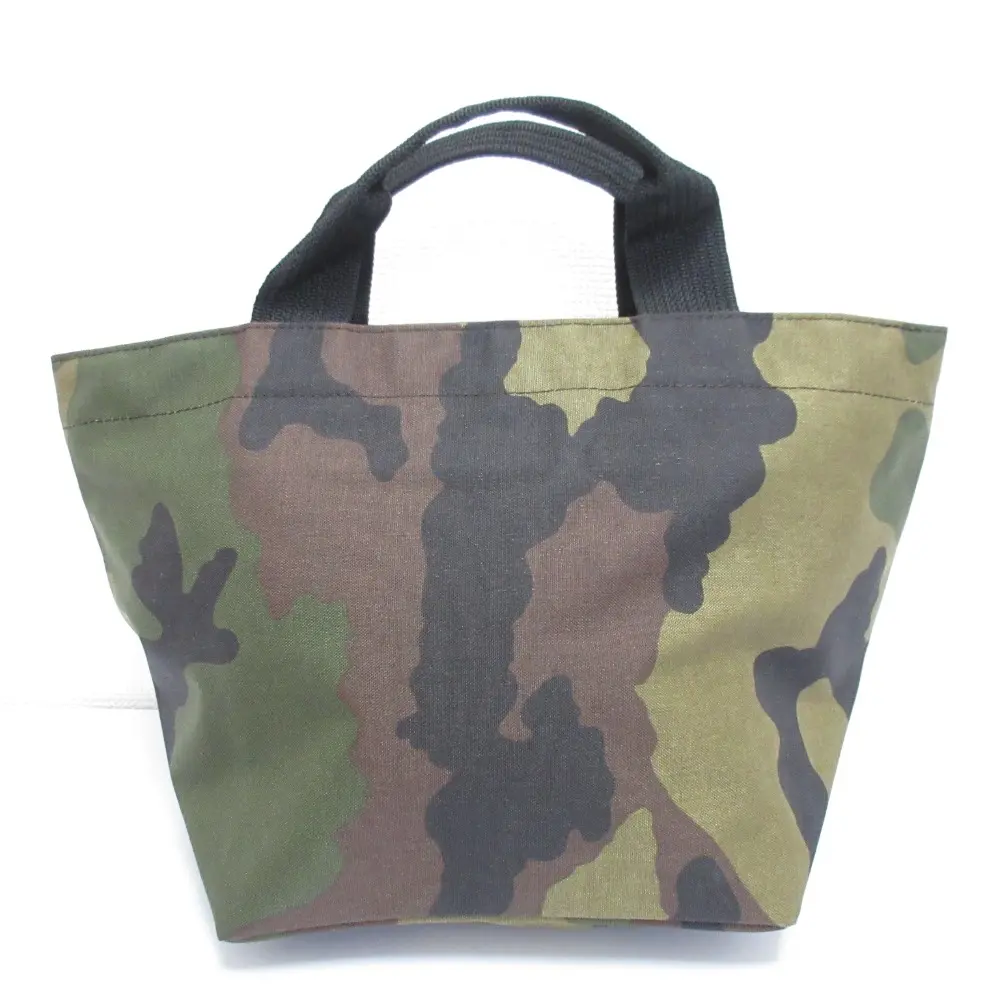 Herve Chapelier エルベシャプリエ カモフラージュ ナイロン舟型トートM ハンドバッグ 1027W カーキ