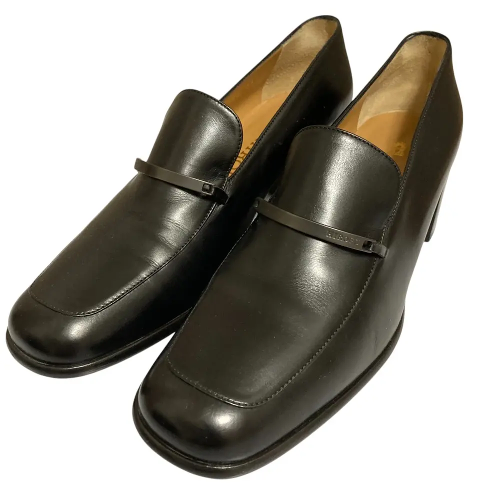 HIROFUローファー HIROFU ヒロフ レザー スクエアトゥ ヒール ローファー パンプス 23.5