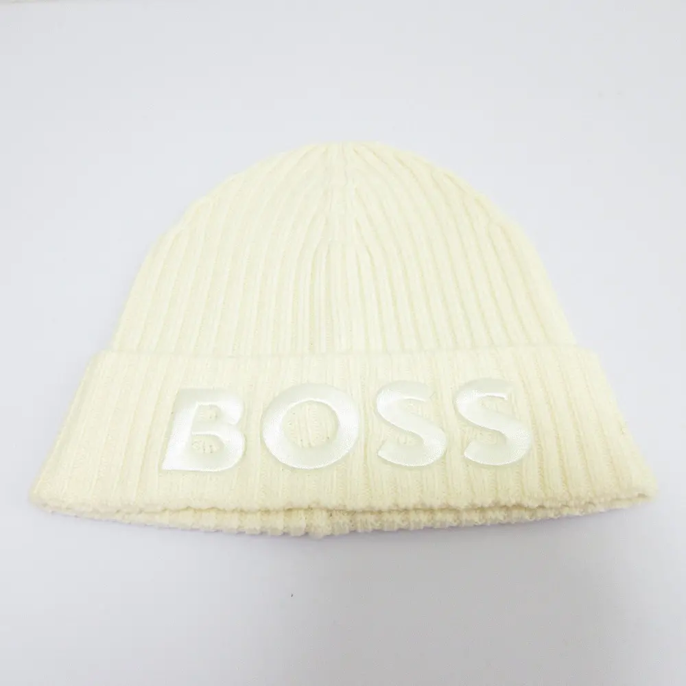 HUGO BOSS ヒューゴボス ケーブルニットキャップ 帽子 ホワイト