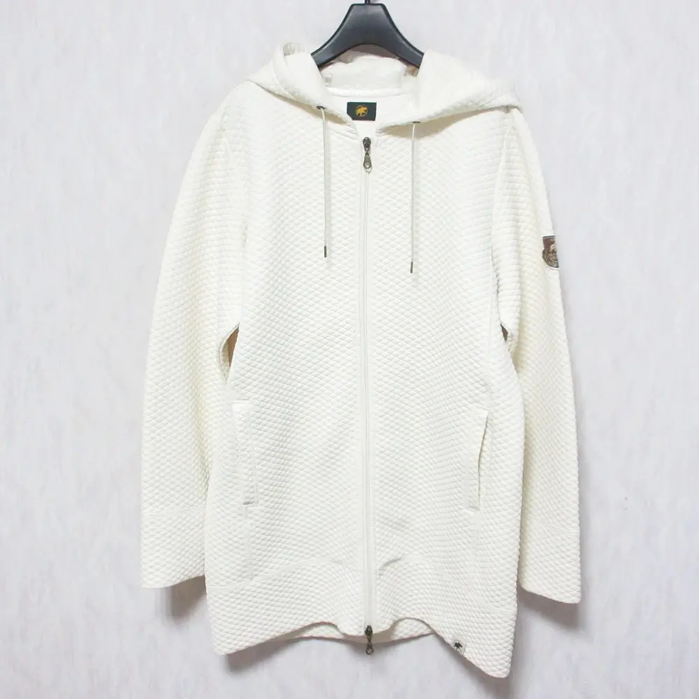 HUNTING WORLD ハンティングワールド ダブルジップ キルティング ロングパーカー フーディー L ホワイト