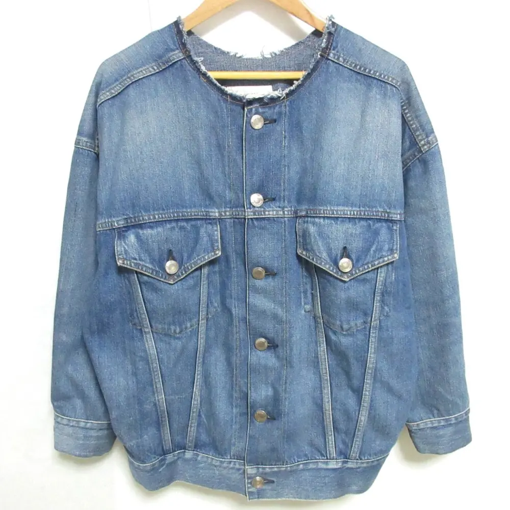 HYKE ハイク ノーカラー デニムジャケット 191-17188 1 ブルー