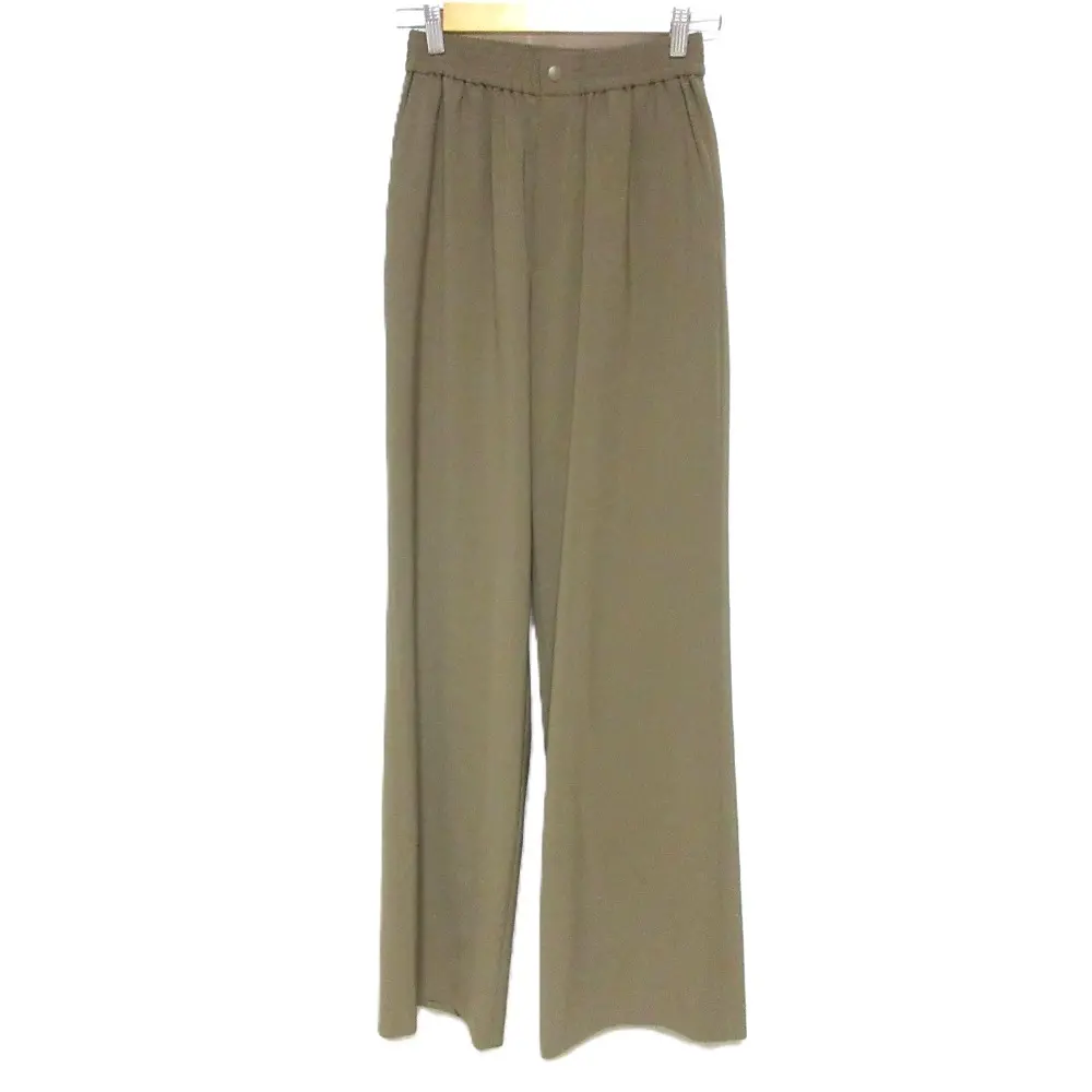 23SS HYKE ハイク STRETCH WIDE LEG PANTS ストレッチ イージーウエスト ワイドパンツ 232-13260 1 カーキ