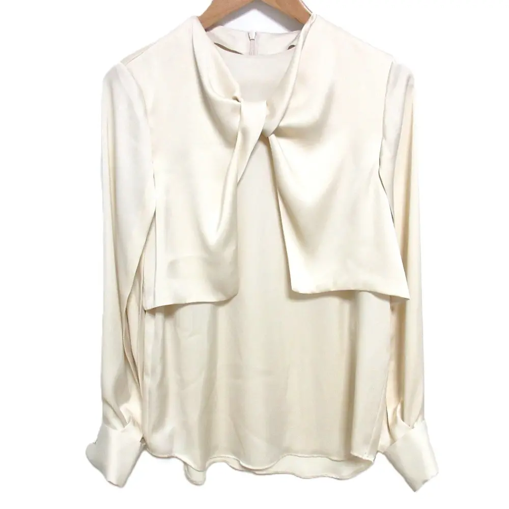 24SS HYKE ハイク SATIN BLOUSE 長袖 サテンブラウス 241-15215 S クリーム ベージュ