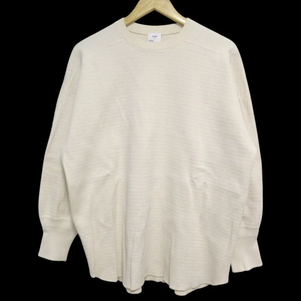 24AW HYKE ハイク オンライン完売カラー THERMAL BIG FIT クルーネック 長袖 サーマルカットソー オーバーサイズ 1 アイボリー