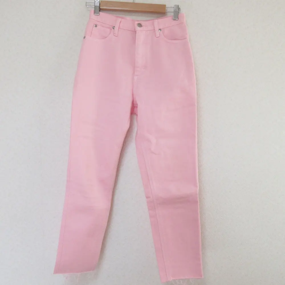 HYKE ハイク カットオフ ストレッチ テーパードパンツ デニムパンツ 28 ピンク