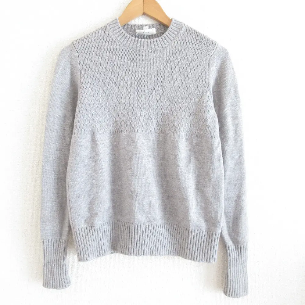 HYKE ハイク パターン切替 ロングスリーブ クルーネック プルオーバー ニット セーター 1 グレー