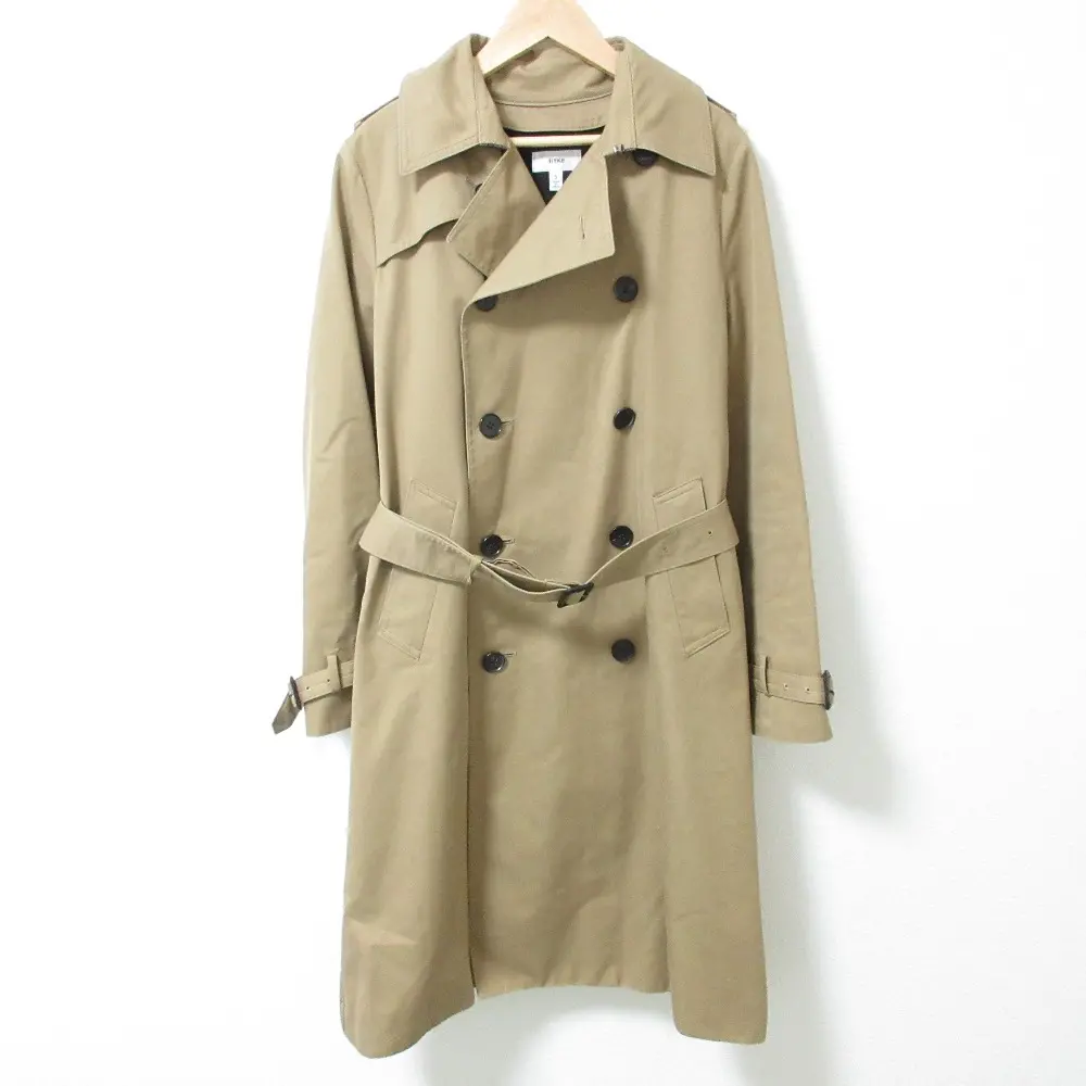 クリーニング済み HYKE ハイク ライナー付き ダブルブレスト ベルテッド ロング トレンチコート 3 ベージュ