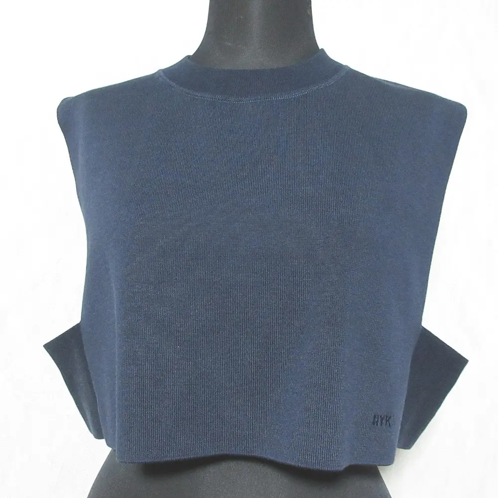 22SS HYKE ハイク S/C/P CREW NECK CROP TOP シルクブレンド プルオーバー クロップド ニット ベスト 221-11260 ネイビー