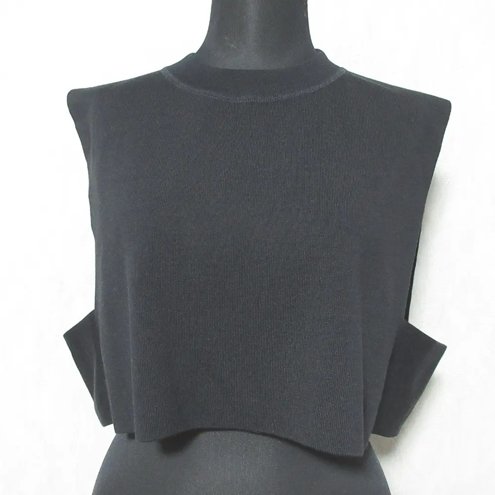 22SS HYKE ハイク S/C/P CREW NECK CROP TOP シルクブレンド プルオーバー クロップド ニット ベスト 221-11260 ブラック