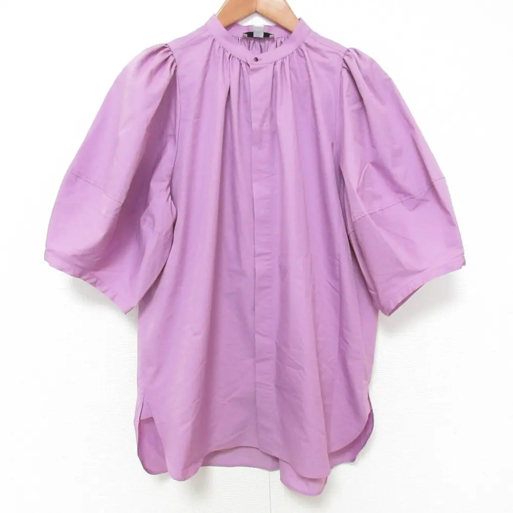 23SS HYKE ハイク T/C BALLOON SLEEVE BLOUSE ストレッチ バルーンスリーブ ブラウス サイズ1 パープル