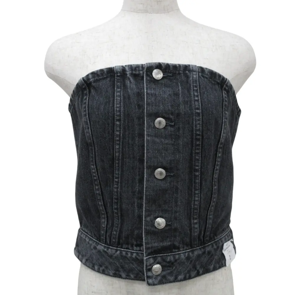 24SS HYKE ハイク デニム ストラップレストップス ベアトップ ビスチェ 2 ブラック