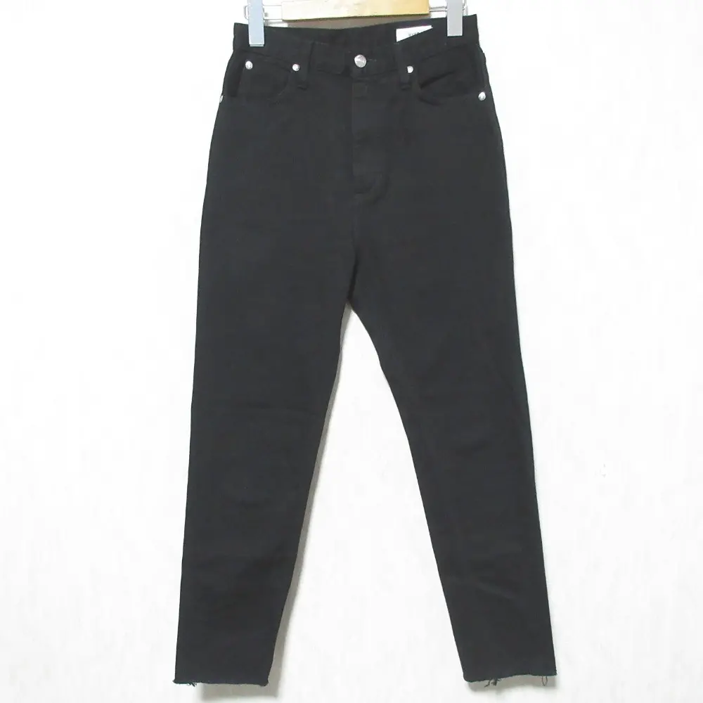 HYKE ハイク ストレッチ カットオフ テーパード デニムパンツ ジーンズ W28 ブラック