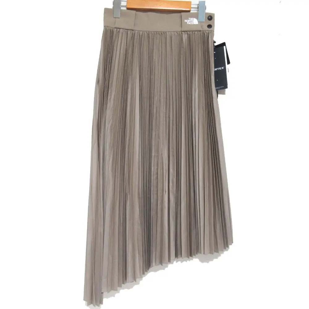 HYKE×THE NORTH FACE ハイク×ノースフェイス TEC PLEATED SKIRT ミモレ丈 アシンメトリー プリーツスカート NBW493HY M タン
