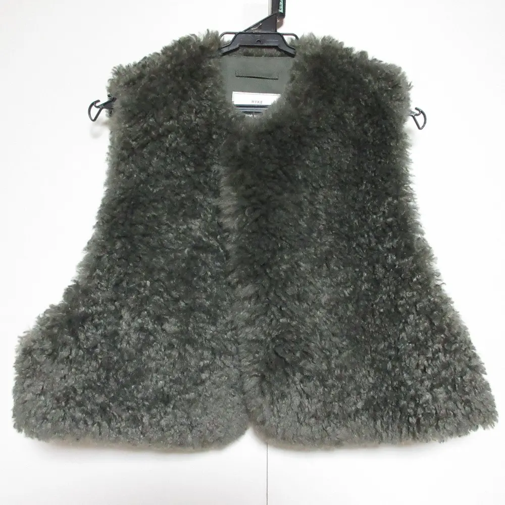 24AW HYKE ハイク FAUX SHERLING CROPPED VEST ジレ ベスト 242-17406 OSFA オリーブドラブ