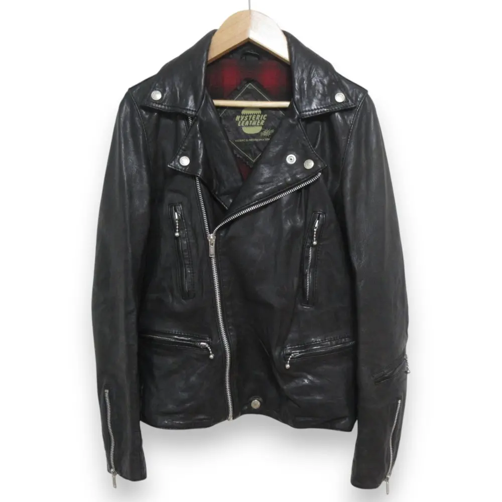HYSTERIC GLAMOUR ヒステリックグラマー レザー ダブルライダースジャケット 2LB-7050 サイズF ブラック×シルバー金具