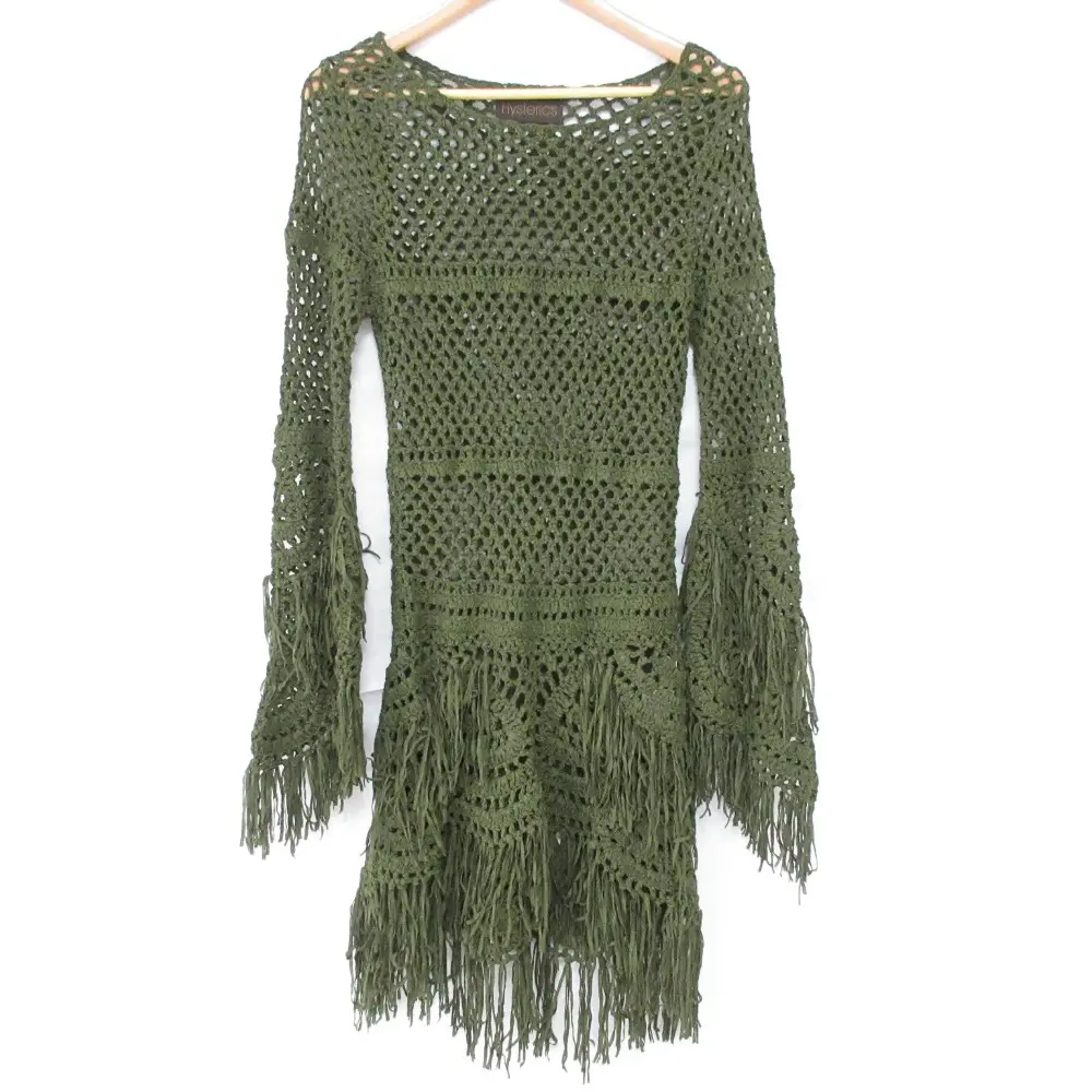 Hysteric Glamour ヒステリックグラマー フリンジ かぎ編みニット サイズF グリーン