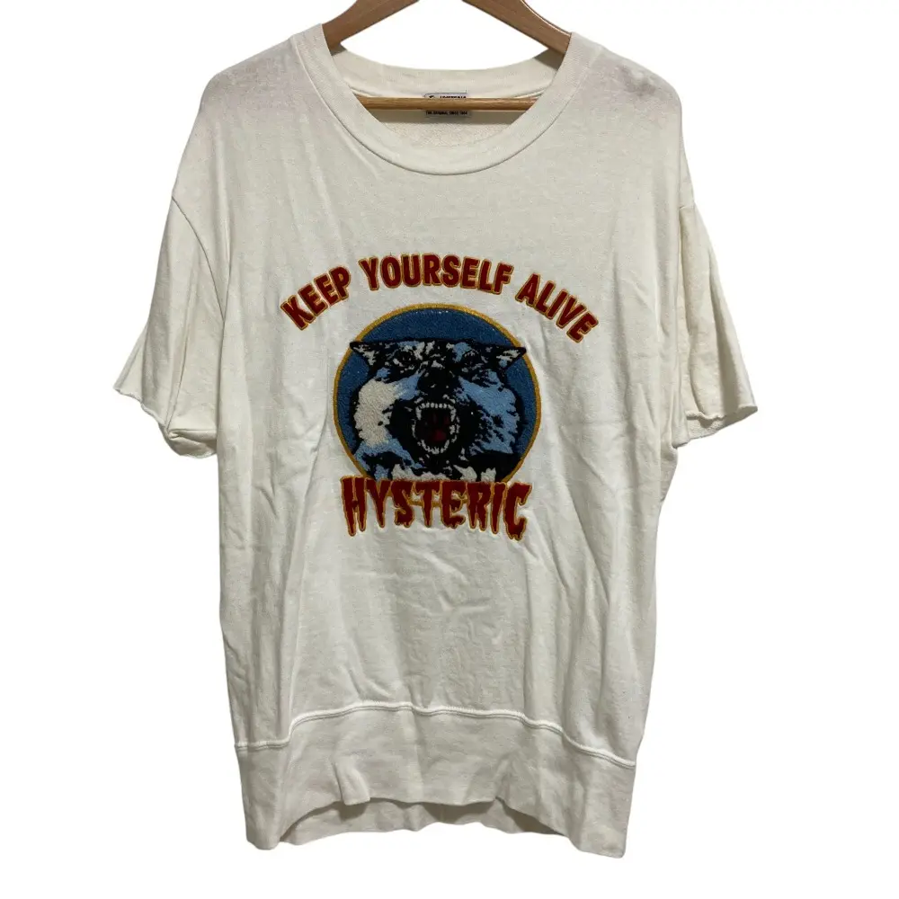 HYSTERIC GLAMOUR ヒステリックグラマー ウルフワッペン ショートスリーブ スウェット Tシャツ サイズF オフホワイト