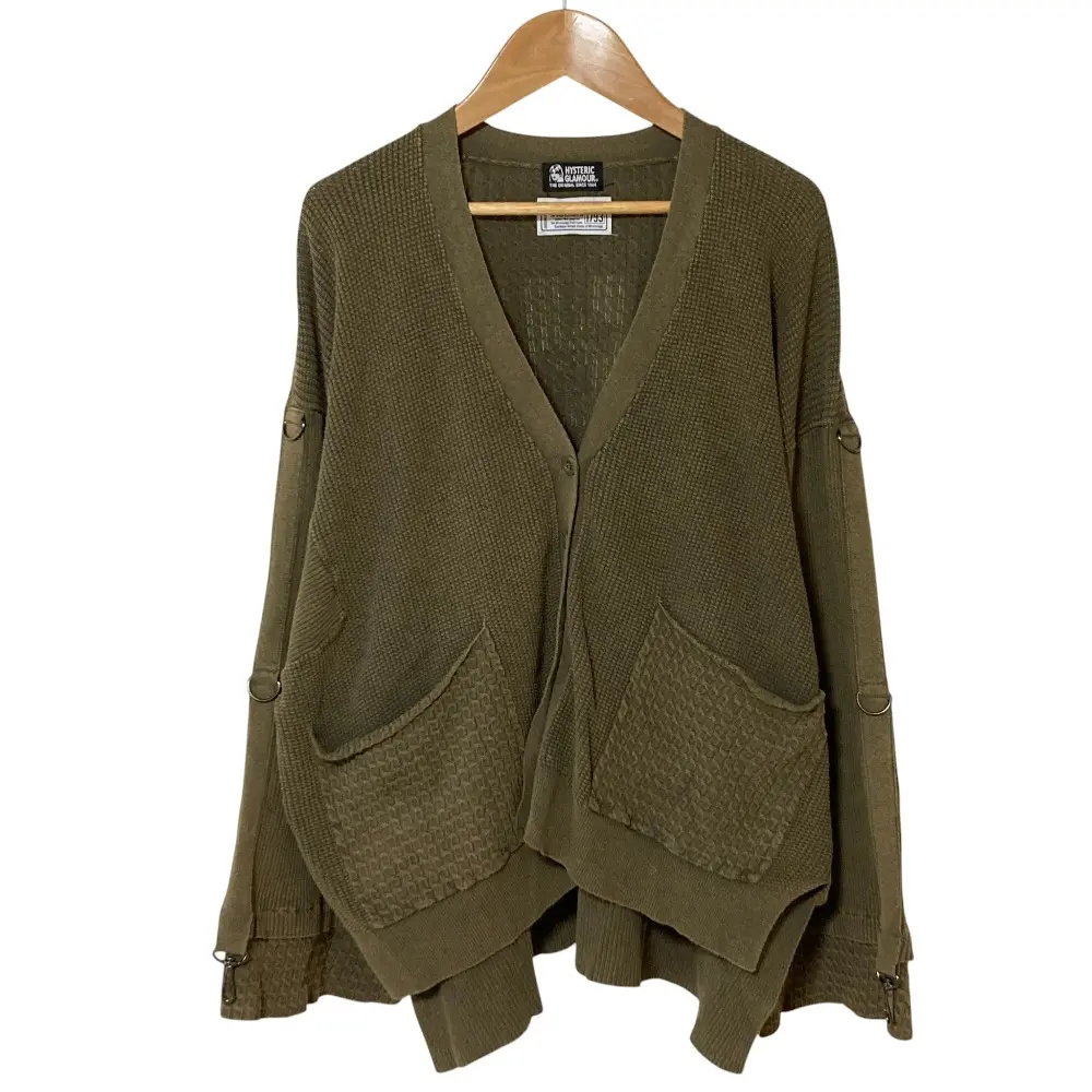 HYSTERIC GLAMOUR ヒステリックグラマー SHE WANTS カーディガン 01183ND01 サイズF カーキ