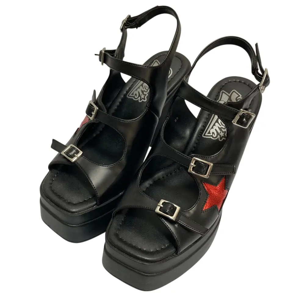 HYSTERIC GLAMOUR ヒステリックグラマー スター プラットフォーム ヒールサンダル 01241QS03096 サイズ37 約24cm ブラック