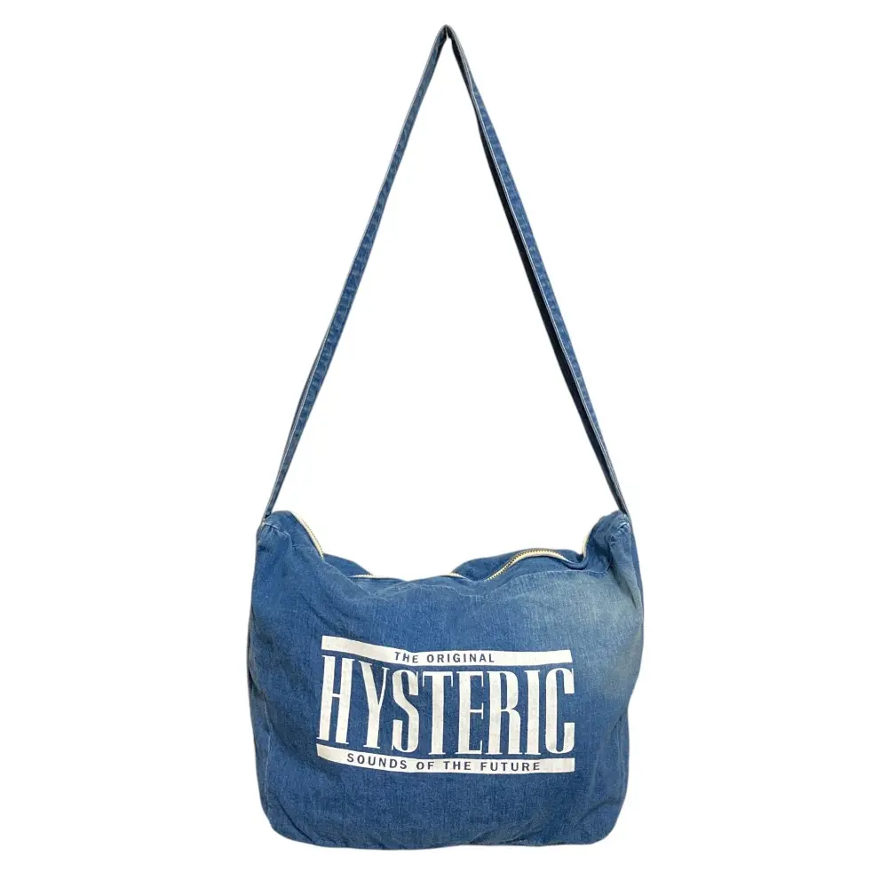 HYSTERIC GLAMOUR ヒステリックグラマー ロゴプリント ヴィンテージ加工 デニム ショルダーバッグ ブルー