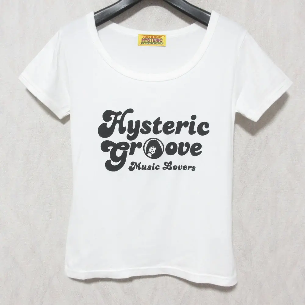 24SS HYSTERIC GLAMOUR ヒステリックグラマー MUSIC LOVERS チビTシャツ カットソー 01241CT01 サイズF ホワイト