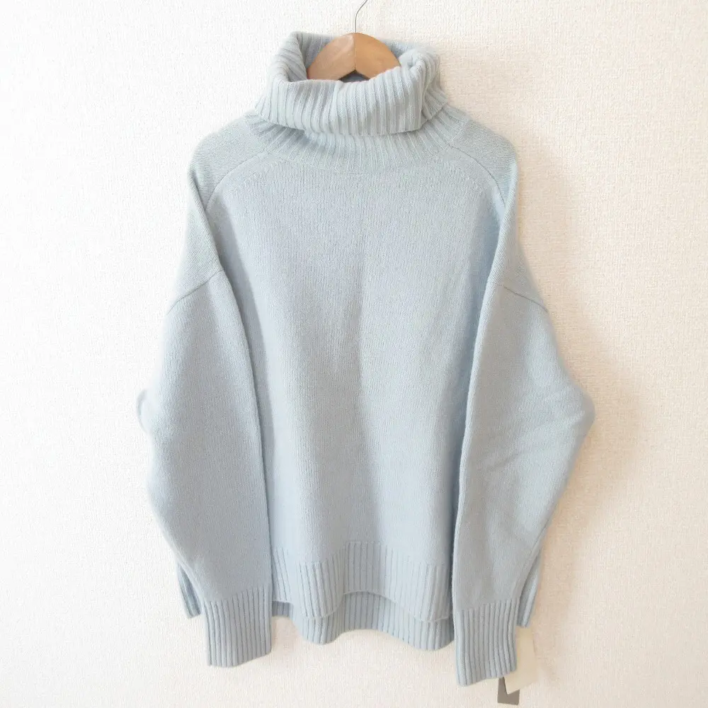 IENA イエナ AQUA ハイネックワイドプルオーバー カシミヤブレンド ニット セーター F ライトブルー