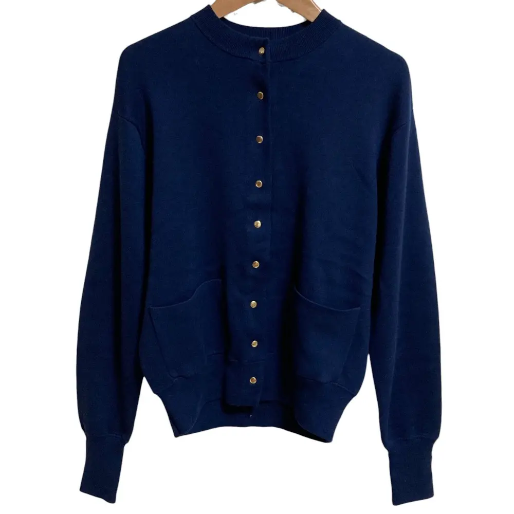 22SS IENA イエナ コットンドットスナップクルーカーディガン ネイビー