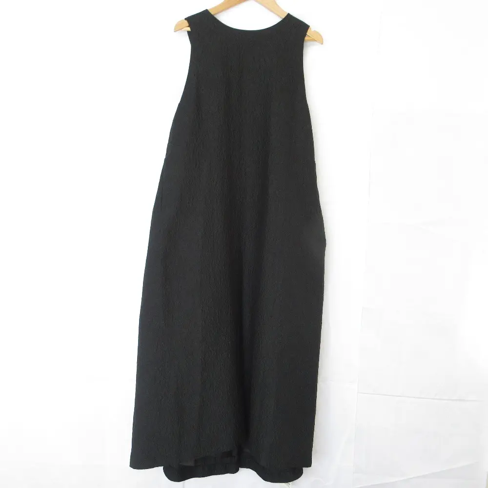 23AW IENA イエナ フクレジャガードバックリボンOP ノースリーブ ロングワンピース 38 ブラック