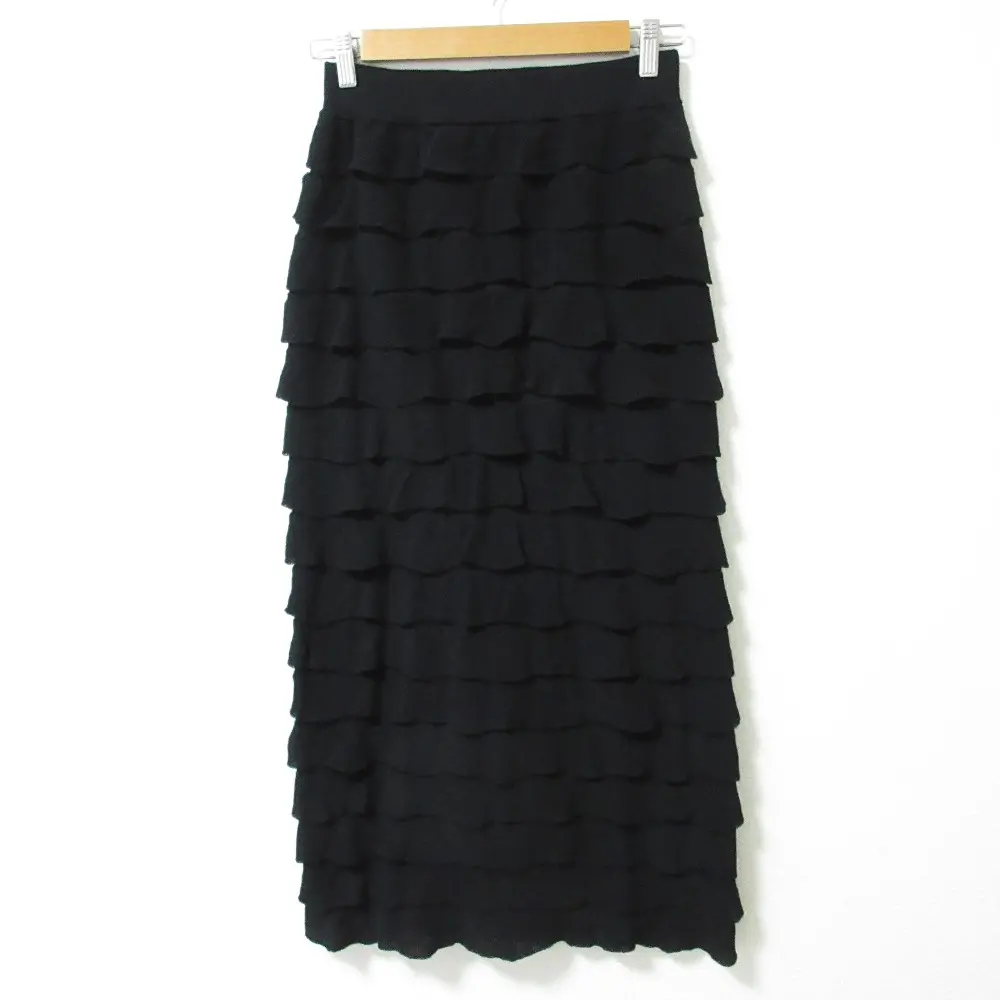 24SS IENA イエナ ニットフリルスカート サイズ36 ブラック