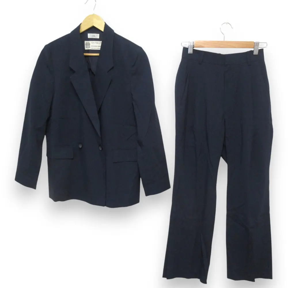 25SS IENA イエナ MANTECO社製生地 ダブルジャケット+タックパンツ スーツ セットアップ サイズ36/34 ネイビー