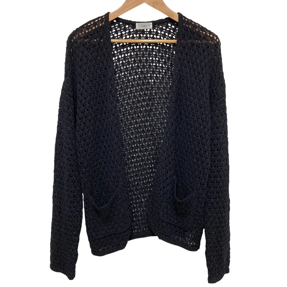 25SS IENA イエナ リネン ローゲージニット ガウンカーディガン ブラック