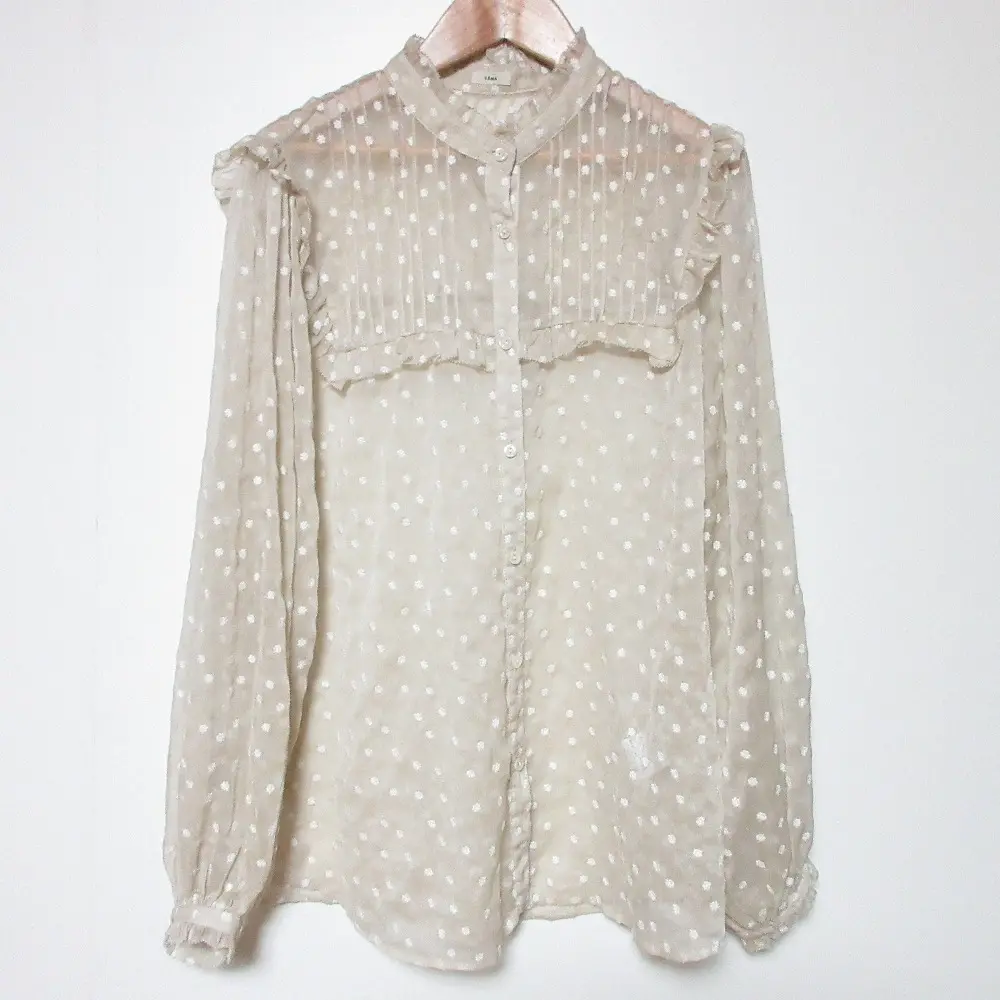 25SS IENA イエナ 楊柳フリルピンタックブラウス 長袖 シアー シャツ 25051900501010 ベージュ