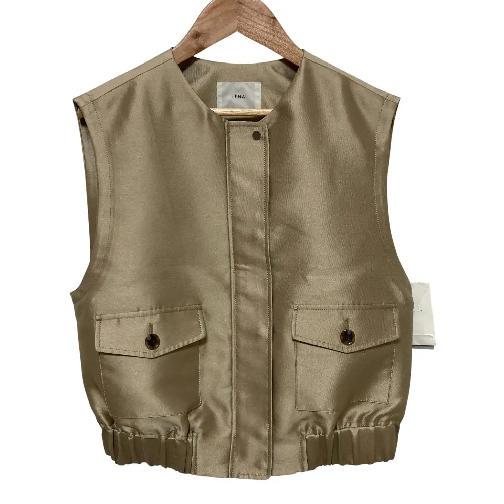 25SS IENA イエナ シルクコンツイル ノーカラー ベスト サイズF ベージュ 