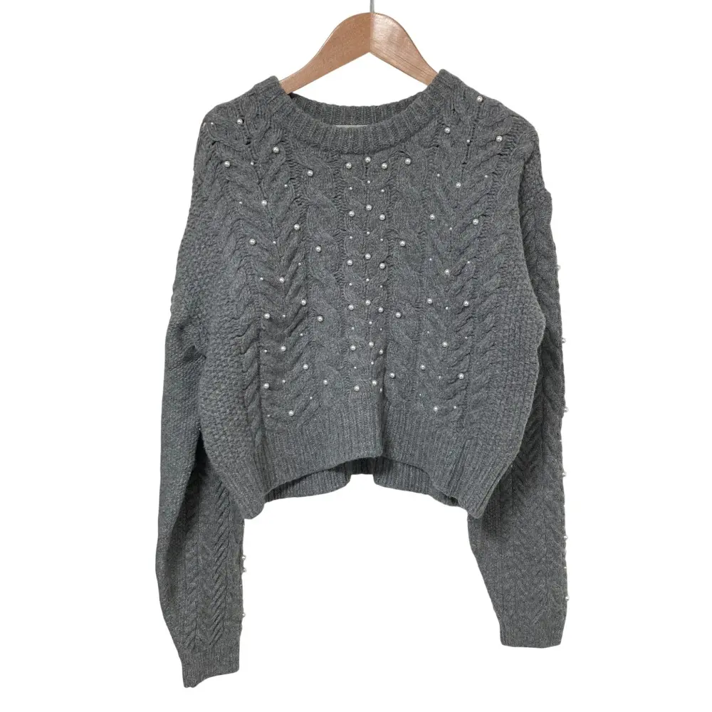 23AW IENA イエナ パールツキケーブルプルオーバー ニット セーター グレー