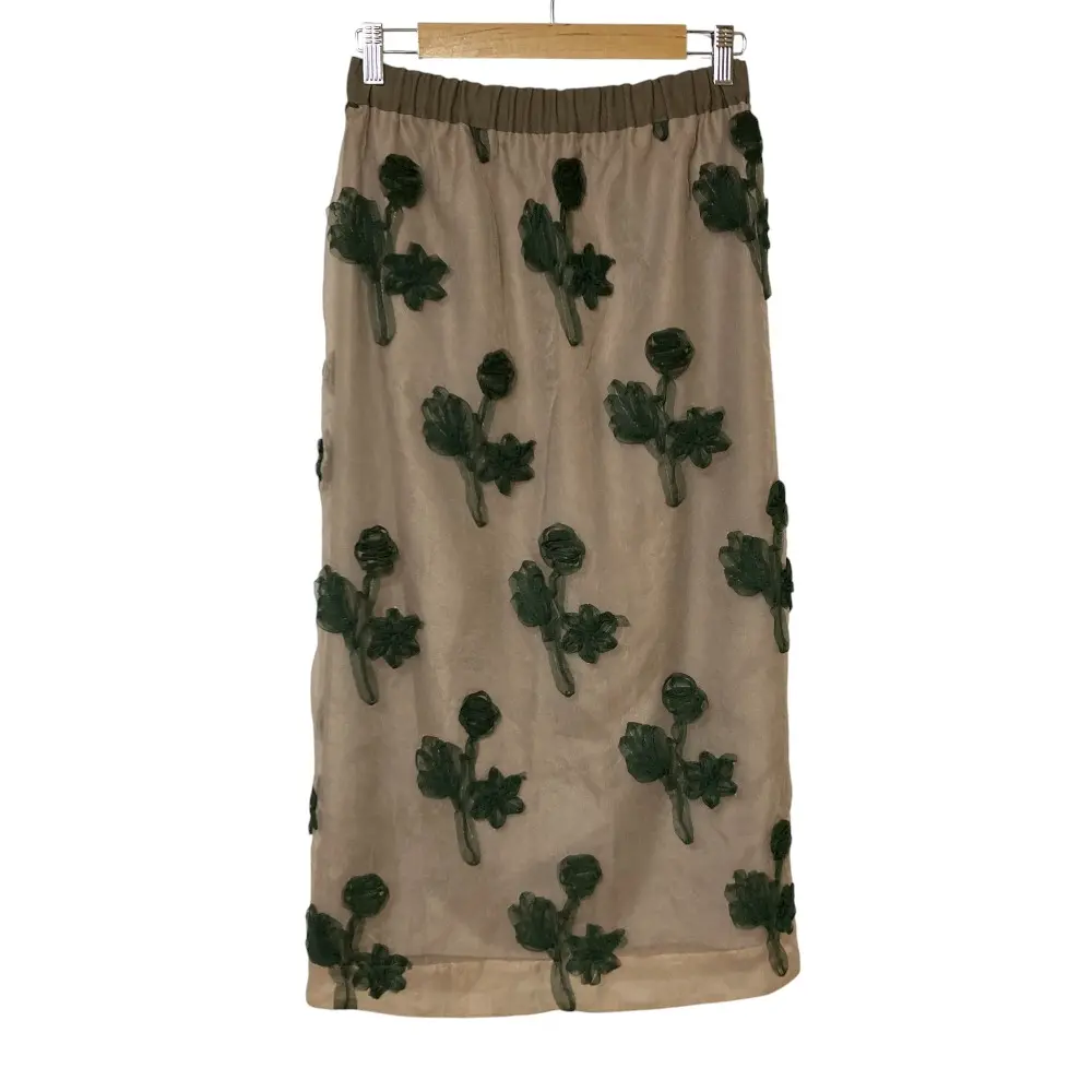 24AW IENA イエナ フラワー刺繍オーガンジースカート 38 ベージュ