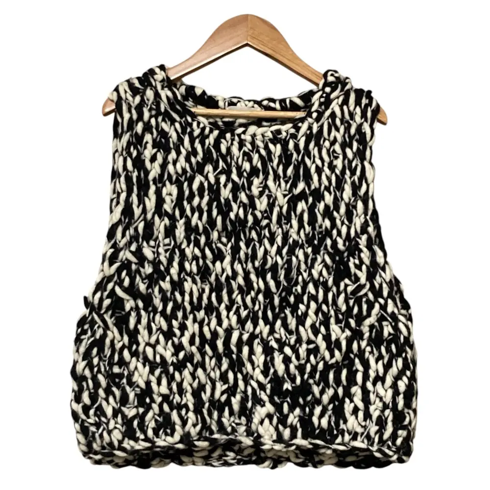 24AW IENA イエナ PECCIビッグスラブベスト ニット サイズF ブラック ホワイト