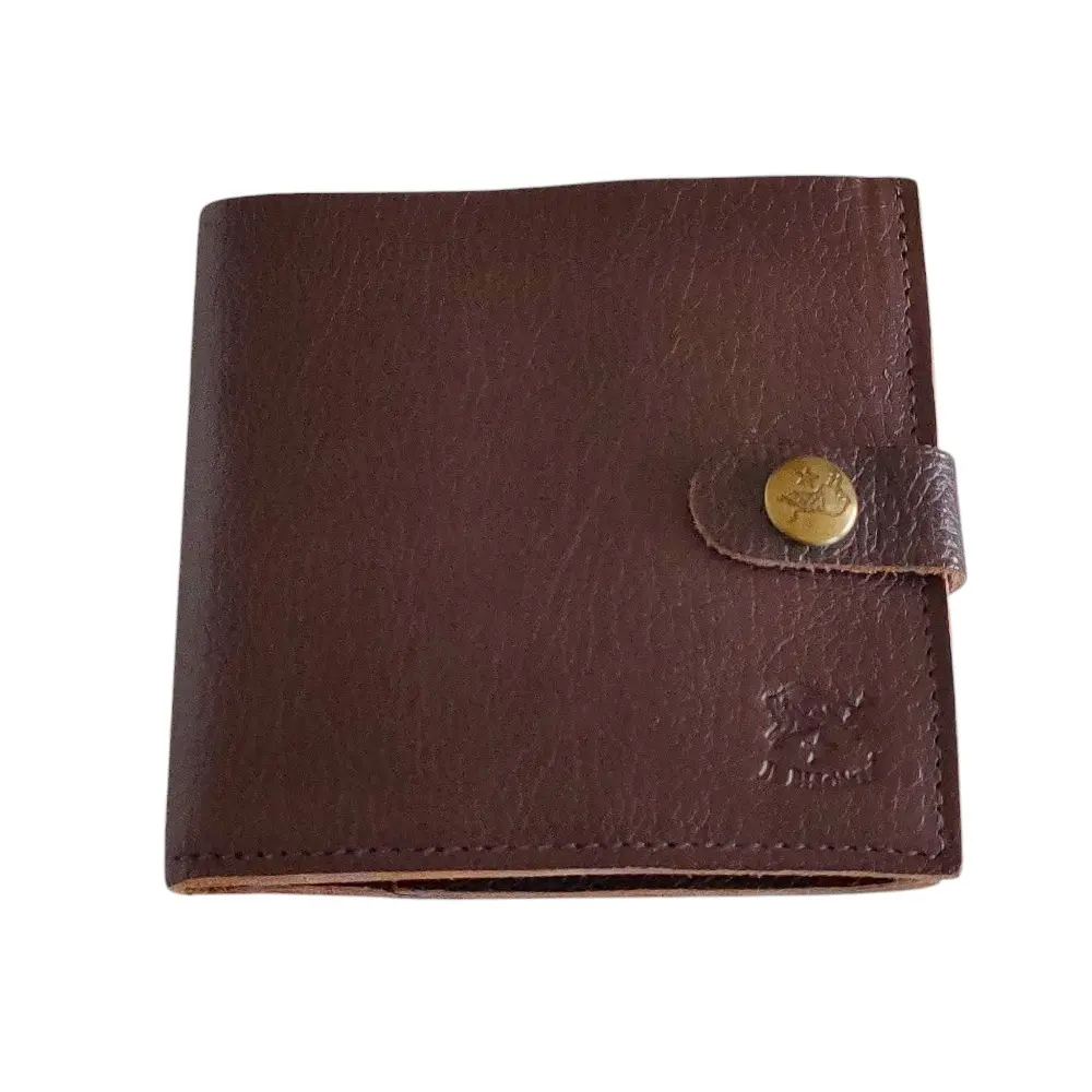 IL BISONTE イルビゾンテ レザー ロゴ型押し 二つ折り コンパクトウォレット 財布 ブラウン