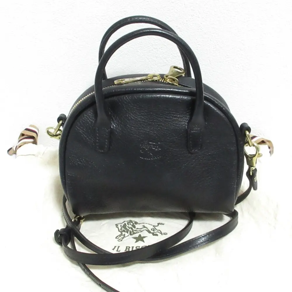 IL BISONTE イルビゾンテ レザー 2WAY ショルダーバッグ ハンドバッグ BHA019 ブラック